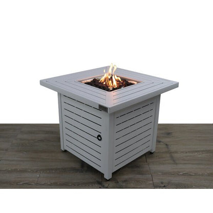 White Steel Propane / Natural Gas Square Fire Pit Table (30" W x 30" D x 25" H)