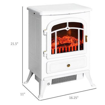 22" White Electric Fireplace Heater with Realistic 3D Flame