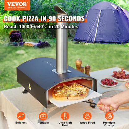 Outdoor Pizza Oven with Stone, Cover, Shovel and Wood Burner, (57.2" x 42.8" 23.7")