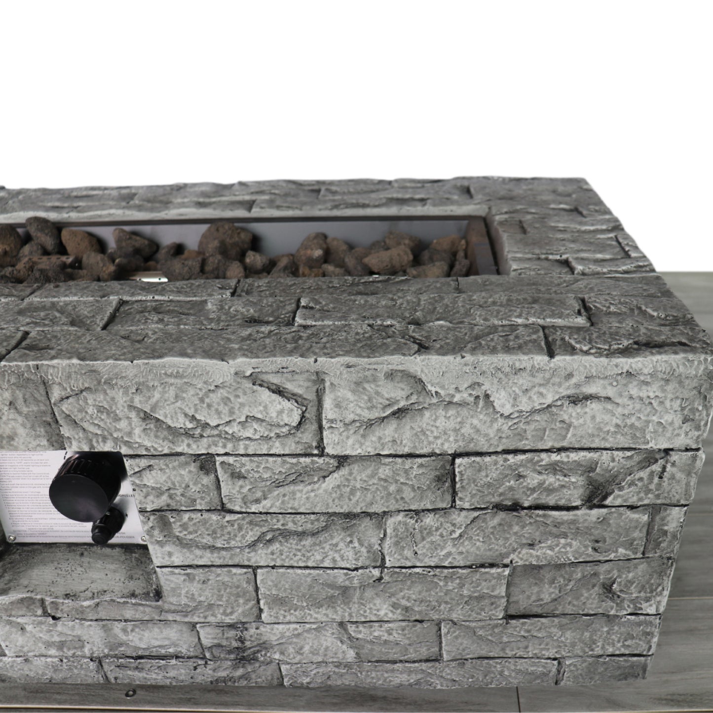 42" Fiber Reinforced Concrete Propane or Natural Gas Fire Pit Table (15" x 42" x 20")