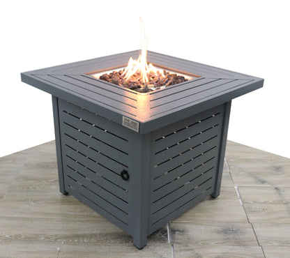 Steel Propane/Natural Gas Gray Square Fire Pit Table (30" W x 30" D x 25" H )