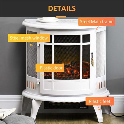 22" Freestanding Electric Fireplace Heater, White