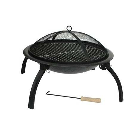 22" Folding Fire Pit with Cooking Grate