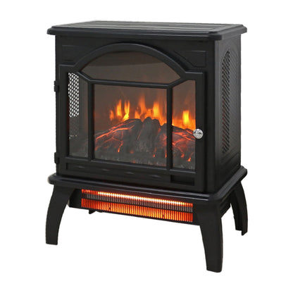 18" 3D Flame Electric Infrared Quartz Fireplace Stove with Remote Control, Antique Black