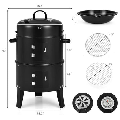 20.5" 3-in-1 Multifunctional Vertical Cooking Fire Pit & BBQ Grill