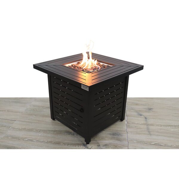 Steel Propane/Natural Gas, Black Square Fire Pit Table (30" W x 30" D x 25" H)