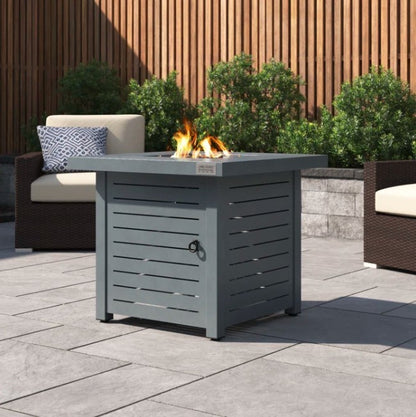 Steel Propane/Natural Gas Gray Square Fire Pit Table (30" W x 30" D x 25" H )