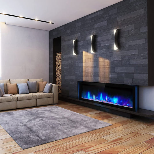 39" Wall Mounted Electric Fireplace w/ Remote 2 Switching Modes