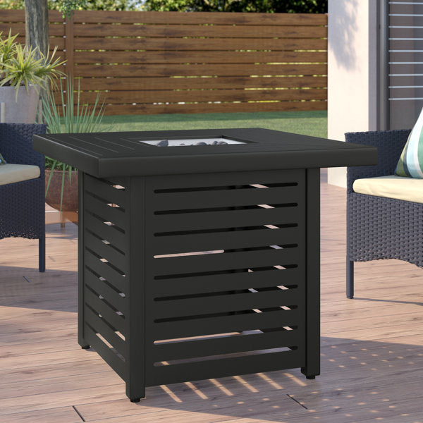 Steel Propane/Natural Gas, Black Square Fire Pit Table (30" W x 30" D x 25" H)