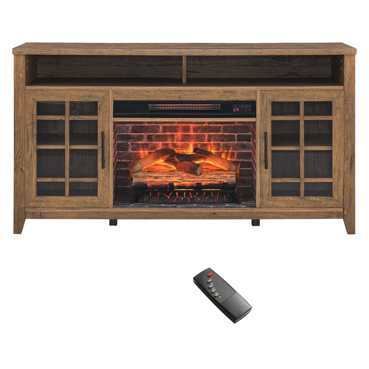 55" TV Media Stand with Electric Fireplace, Reclaimed Barnwood Color