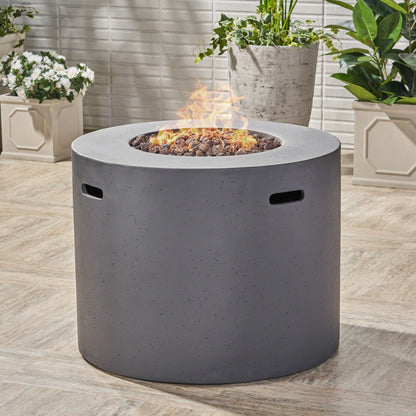 31.10" Round Dark Grey Concrete Fire Pit Table (31.10" x 31.10" x 24.50")