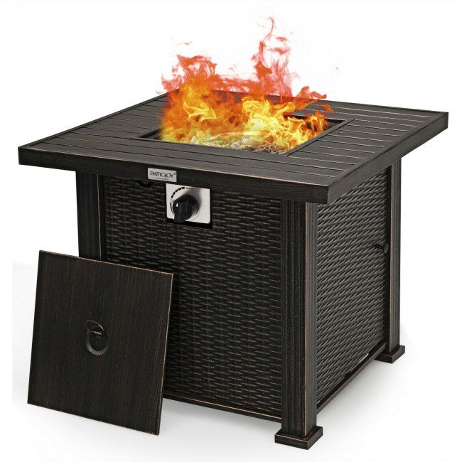 Square Propane Gas Fire Pit Table with Table Cover, 50000 BTU  (30" x 30" x 25")