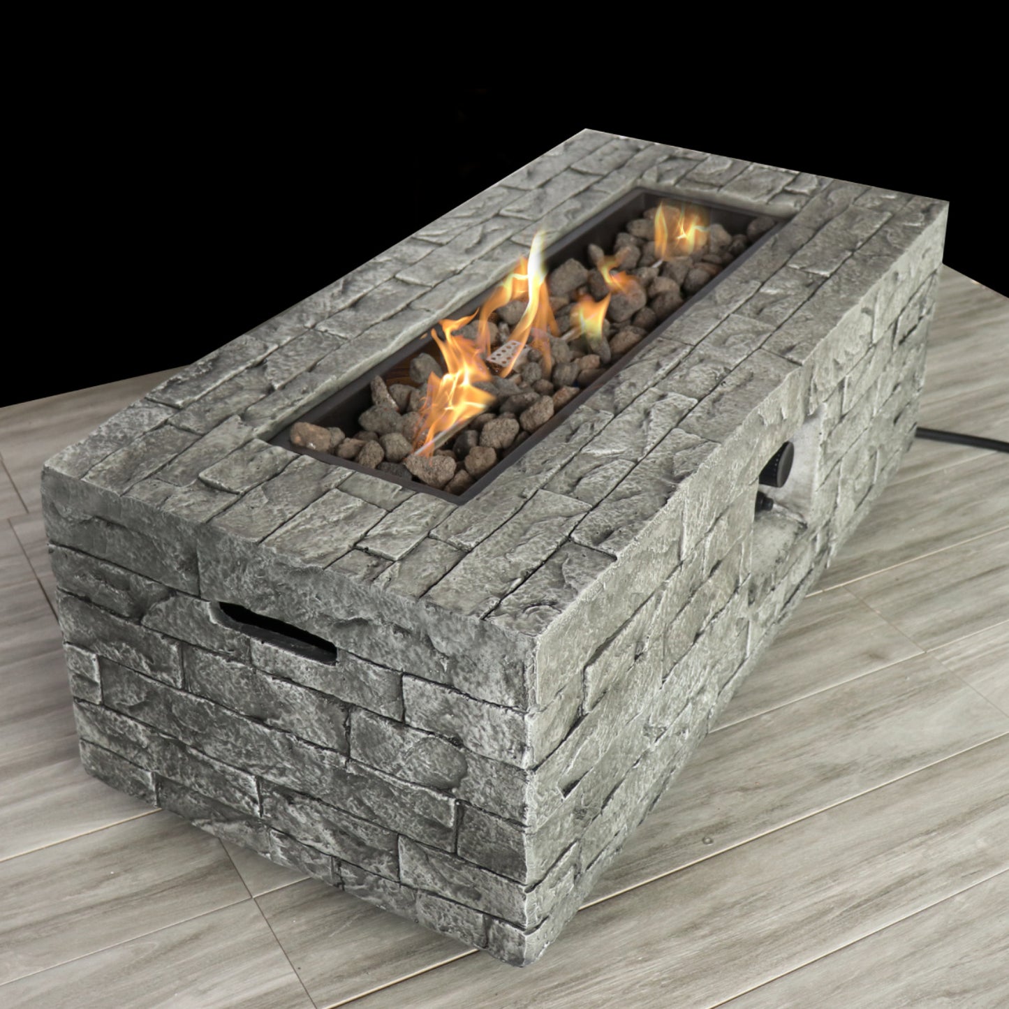 42" Fiber Reinforced Concrete Propane or Natural Gas Fire Pit Table (15" x 42" x 20")