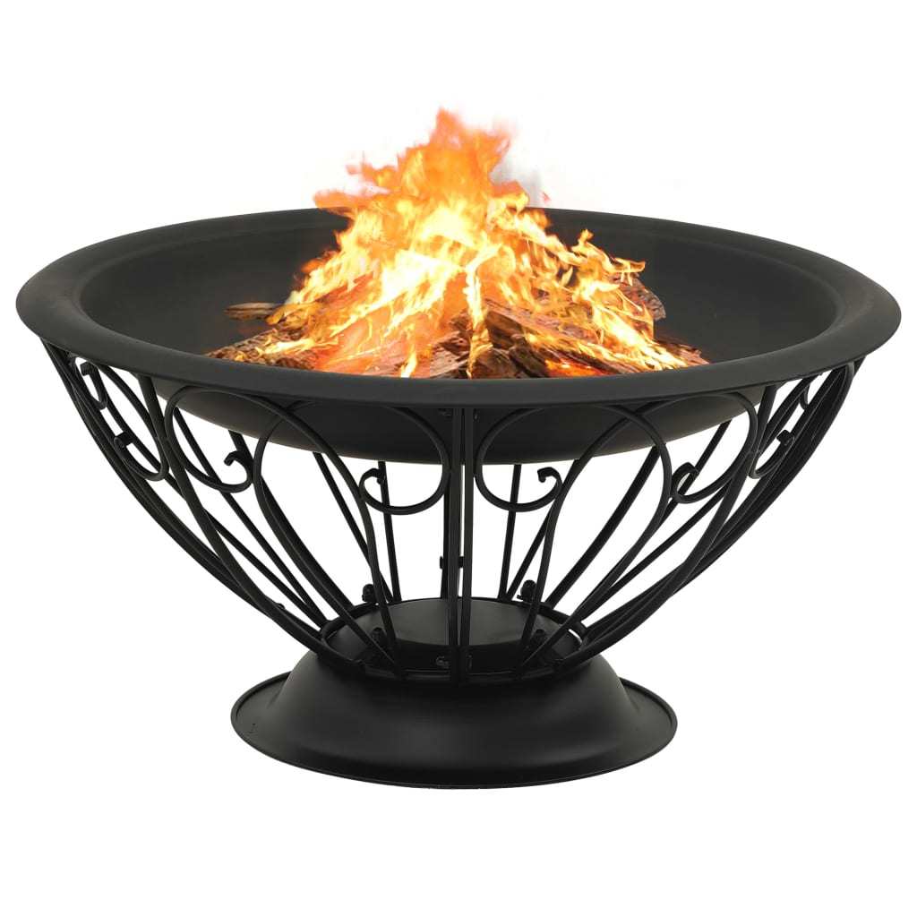 29.5 Classic Design Steel Fire Pit with Poker, (29.5" x 29.5" x 20.1"), Black