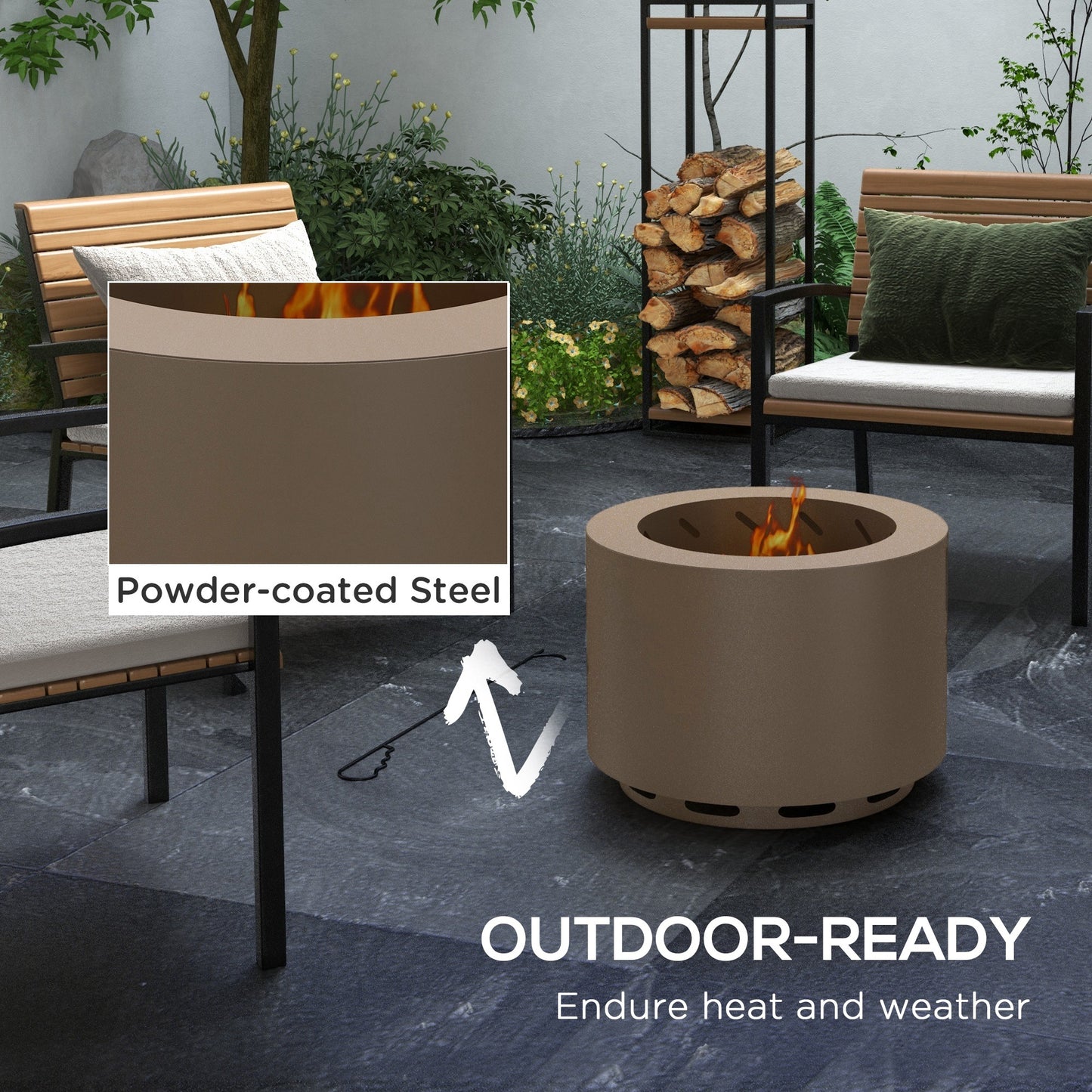 Smokeless Fire Pit, 19" Portable Wood Burning Firepit (19" Dia x 14.25" H), Bronze