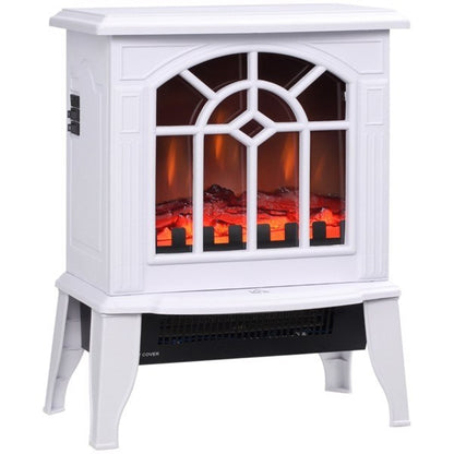 18" White Electric Fireplace Heater with Adjustable Heating Modes