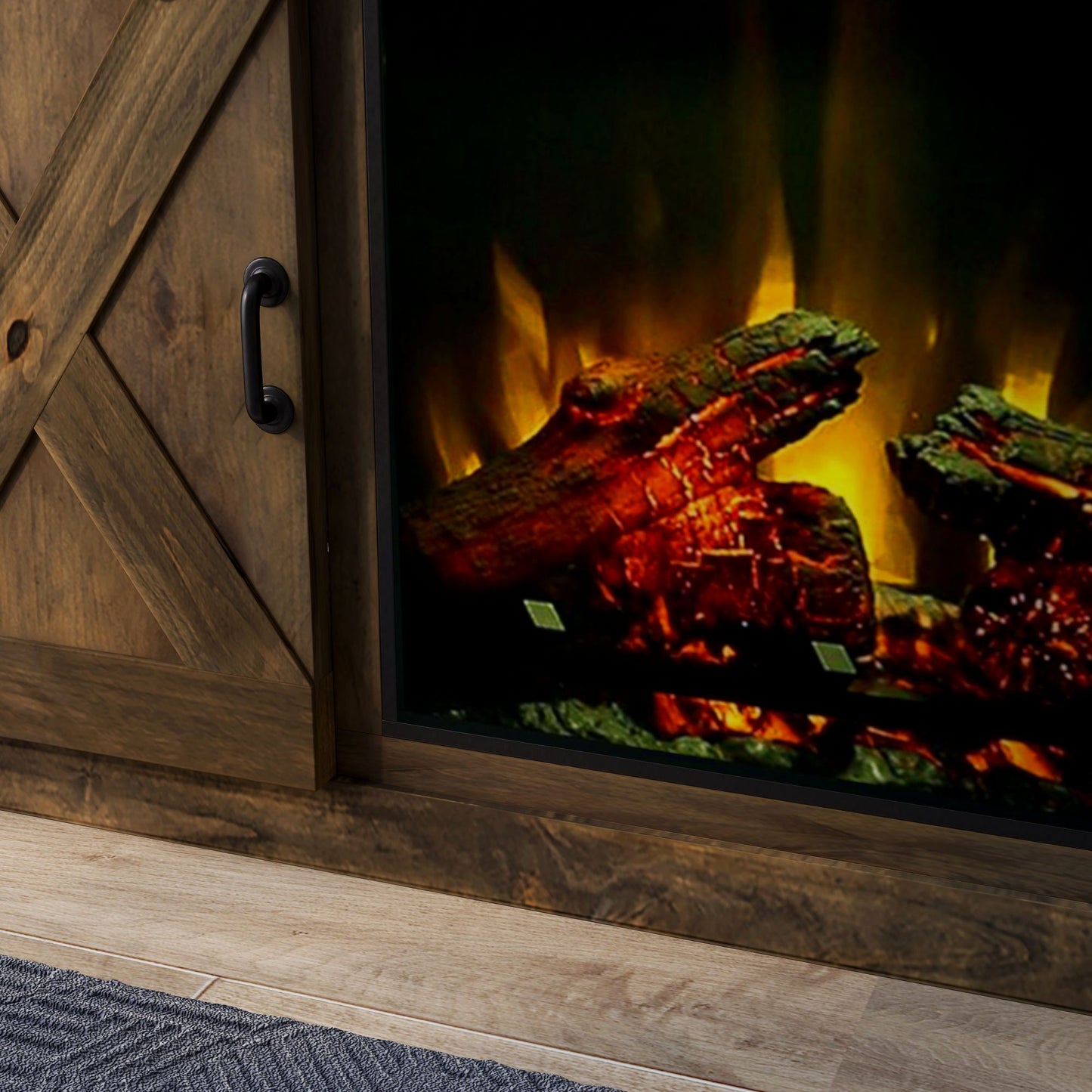 66" Electric Fireplace Center for TVs up to 80 inches, Minimal Assembly, Barnwood Finish