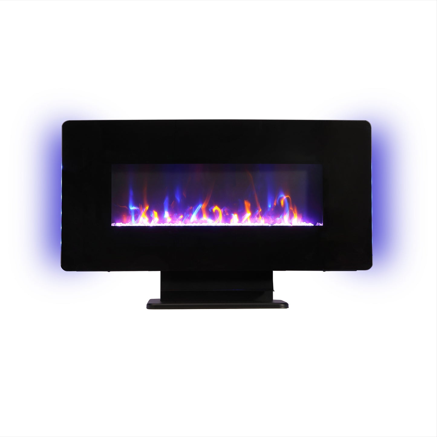 36" Curved Front Electric Fireplace, Freestanding or Wall Mounted with Adjustable Flame Color & Remote Control