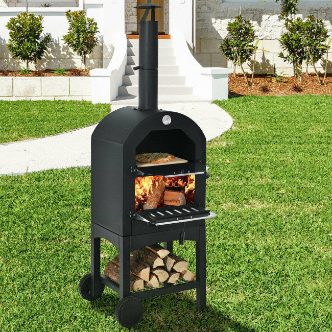 Portable Outdoor Pizza Oven with Pizza Stone and Waterproof Cover (23.2" x 18.1" x 63.8")