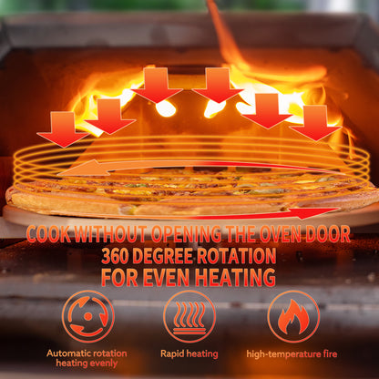 Steel Outdoor Pizza Oven, Rotatable, Portable, (24.4" x 15" x 28")