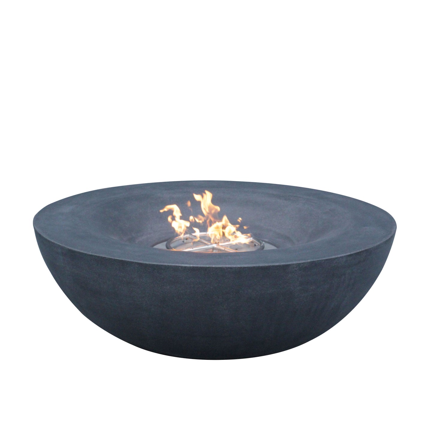 42" Modern Black & Gray Concrete Fire Pit Bowl with Adjustable Feet and Fabric Cover