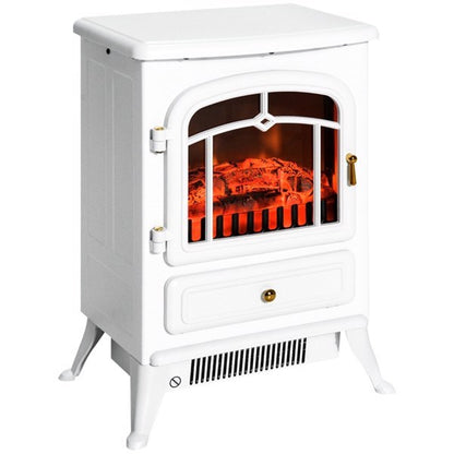 22" White Electric Fireplace Heater with Realistic 3D Flame