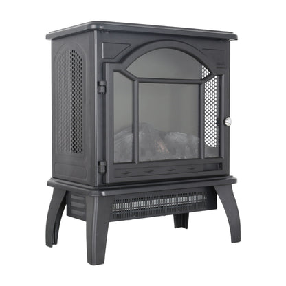 18" 3D Flame Electric Infrared Quartz Fireplace Stove with Remote Control, Antique Black