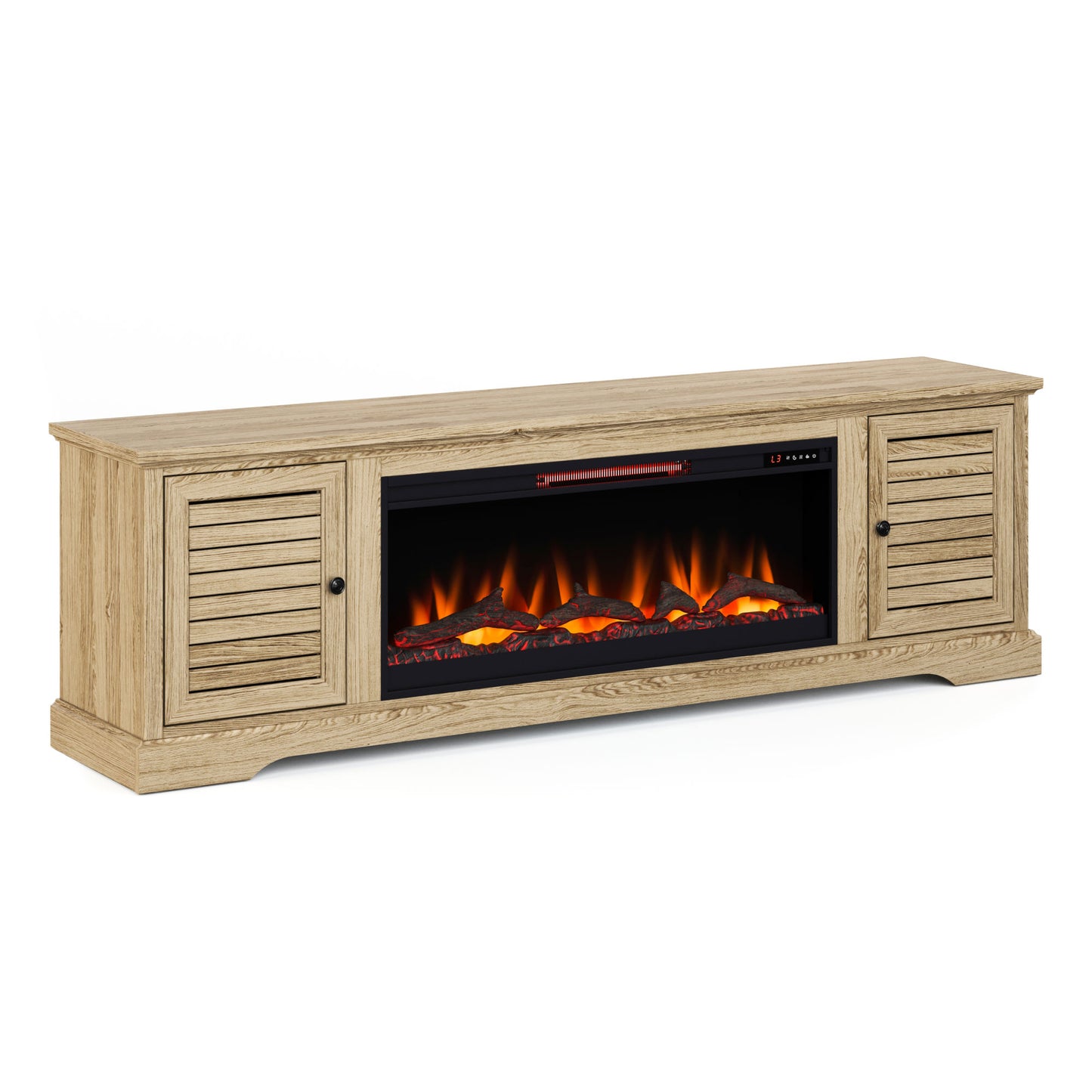 Topanga 83" Electric Fireplace Center for TV's up to 95 inches, w/ 42" Electric Fireplace, Alabaster Finish