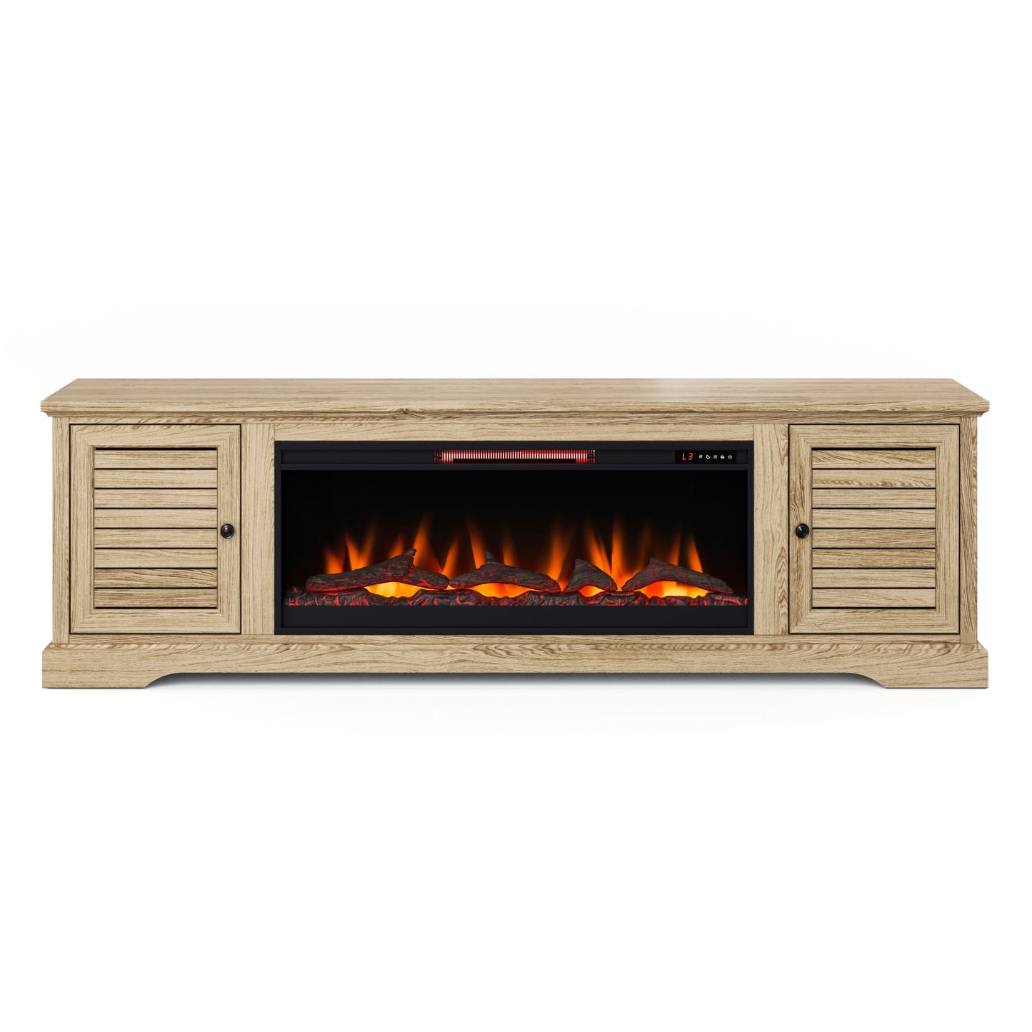 Topanga 83" Electric Fireplace Center for TV's up to 95 inches, w/ 42" Electric Fireplace, Alabaster Finish