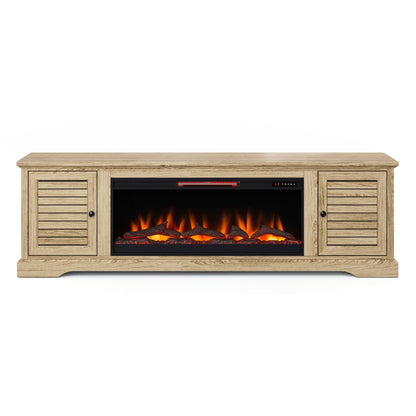 Topanga 83" Electric Fireplace Center for TV's up to 95 inches, w/ 42" Electric Fireplace, Alabaster Finish