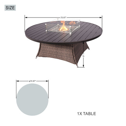 9 Piece Patio Wicker Gas Fire Pit Set With Wicker Arm Chairs