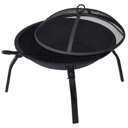 23" Portable Folding Cooking Fire Pit with Mesh Cover & Carrying Bag