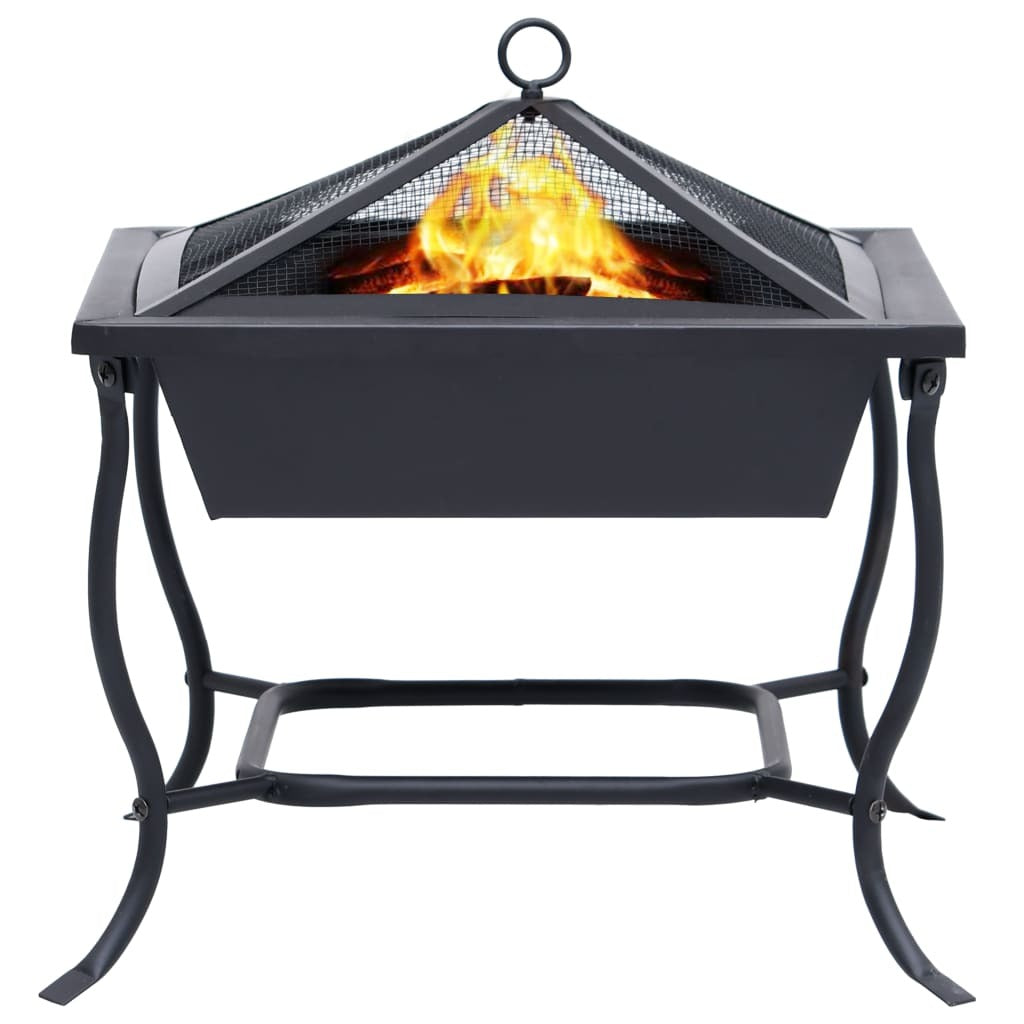 16.5" Steel Fire Pit with Handle Bar (16.5" x 16.5" x 17.7"), Black