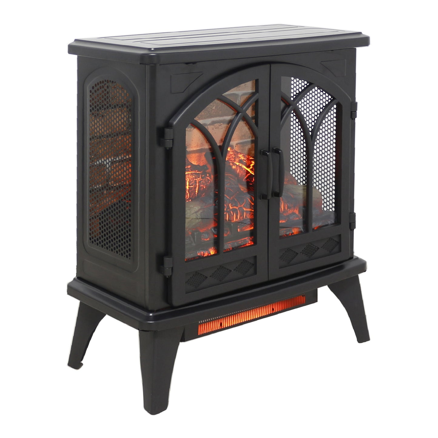 24" 3D Flame Electric Infrared Quartz Fireplace Stove with Remote Control