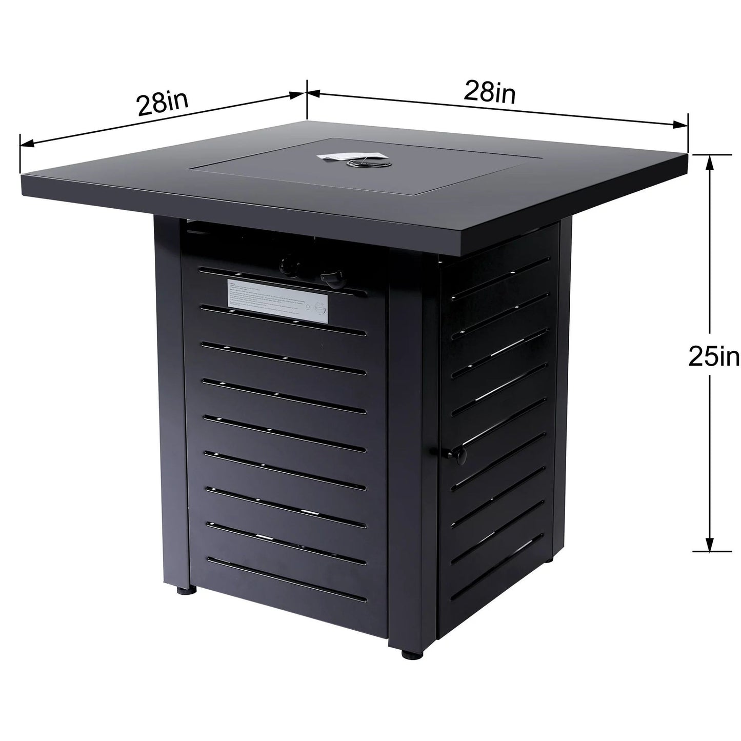 Black Square Propane Fire Pit Table, 50,000 BTU (28" W x 28" D x 25" H)