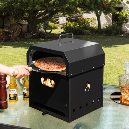 4-in-1 Portable Outdoor Pizza Oven with 12" Stone (14" x 13" x 17")