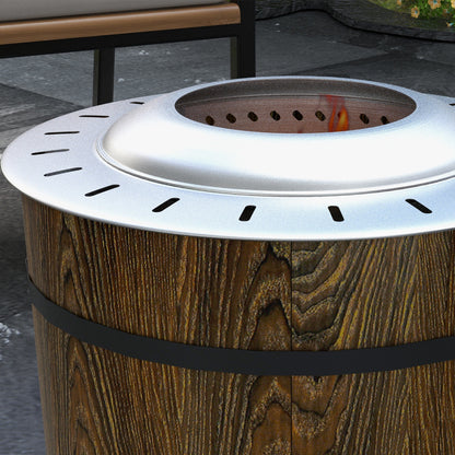 Smokeless Fire Pit with Fireproof Mat (20.5" Dia x 15.25" H), Brown/Silver