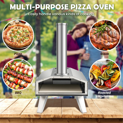 Portable Stainless Steel Outdoor Pizza Oven w/ Pizza Stone (27" x 21.5" x 25")