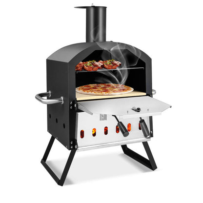 2-Layer Portable Outdoor Pizza Oven With Folding Legs (21.5" x 12" x 28")