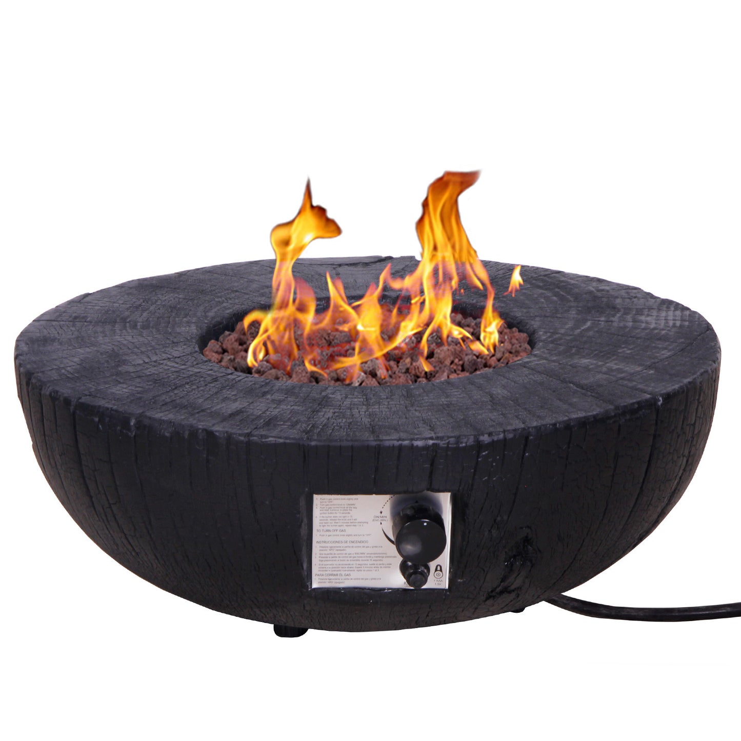 28" Round Propane, 30,000 BTU Gas Fire Pit with Faux Woodgrain (28" D x 10" H)