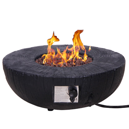 28" Round Propane, 30,000 BTU Gas Fire Pit with Faux Woodgrain (28" D x 10" H)