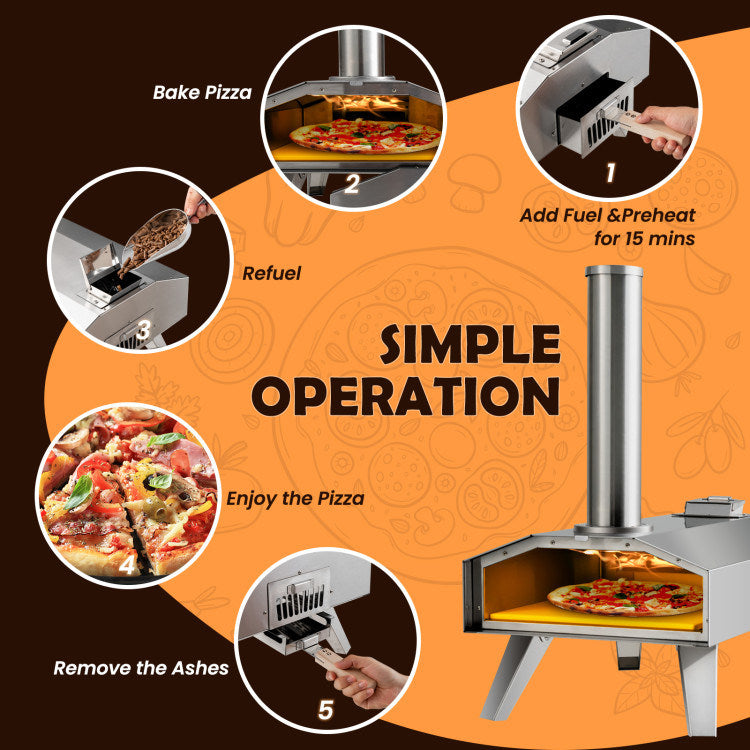 Portable Stainless Steel Outdoor Pizza Oven w/ Pizza Stone (27" x 21.5" x 25")