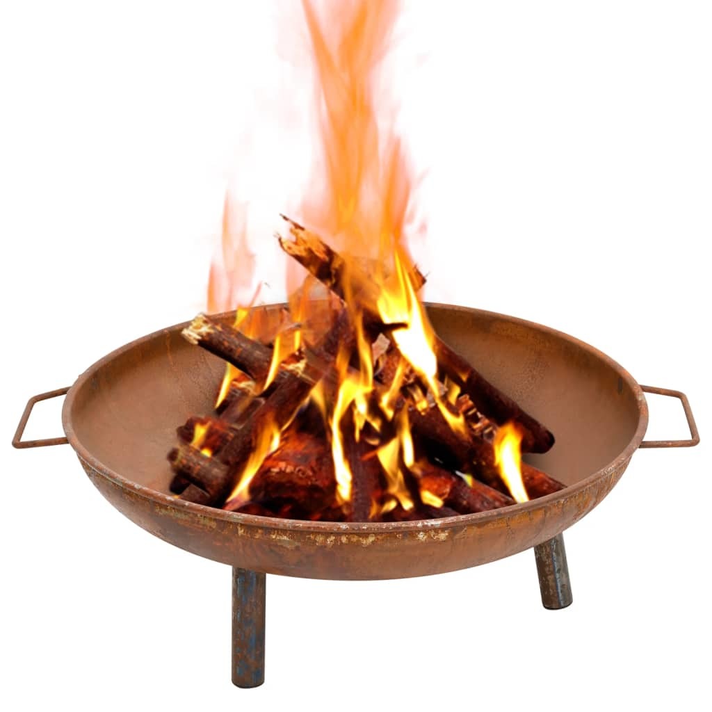 26.6" Steel Fire Pit, (26.6" x 22.8" x 8.9"), Rustic Brown