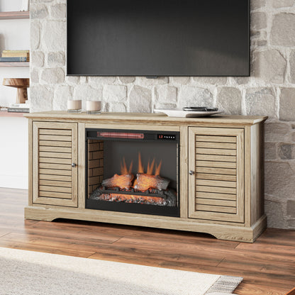 Topanga 68" Electric Fireplace Center for TVs up to 80 inches, Minimal Assembly, Alabaster finish