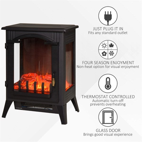 22" White Electric Fireplace Heater with Realistic 3D Flame