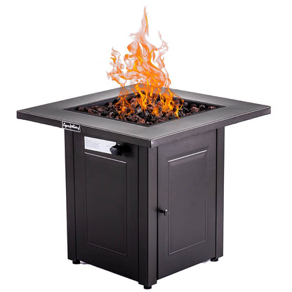 Square Propane Outdoor Fire Pit Table, 50,000 BTU for Garden Backyard Deck Patio (28" W x 28" D x 24" H)