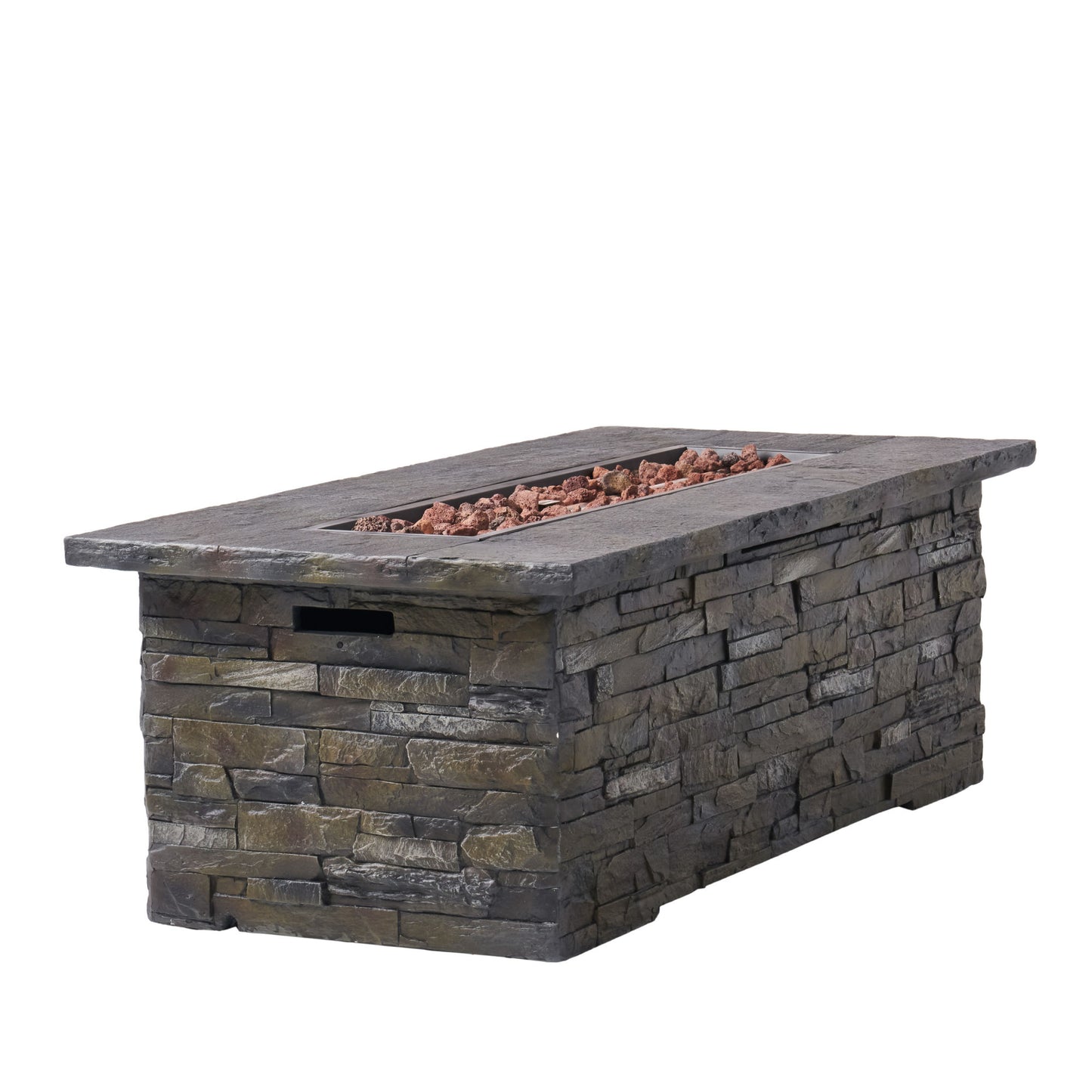 Concrete Fire Table, Rectangle Gas Burning Fire Pit, Grey (56" x 26.25" x 18.75")