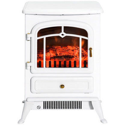 22" White Electric Fireplace Heater with Realistic 3D Flame