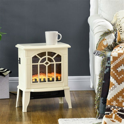 18" White Electric Fireplace Heater with Tempered Glass