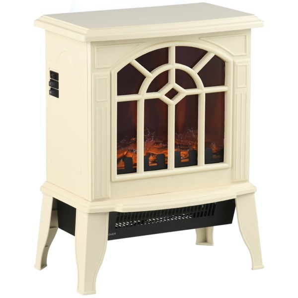 18" White Electric Fireplace Heater with Tempered Glass